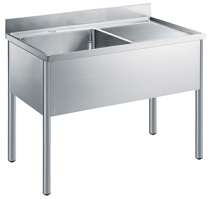 Electrolux Professional LG1216DXEN Premium Preparation 1200 mm Sink Unit with 1 Bowl - Right drain (Code 133105)