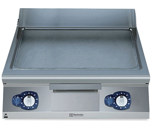Electrolux Professional E9IINAAOMEA Modulare Großküchengeräteserie Vollmodul Gas-Bratplatte mit glatt gebürsteter hartverchromter Stahloberfläche, horizontal, Thermostatregelung, Schaber inkludiert (Code 391401)