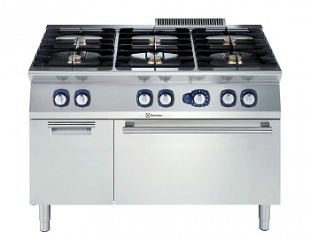 Electrolux Professional E7GCGL6C10 6-FLAMMEN-GASHERD + GASOFEN+SCHRANK 1200 (Code 371005)