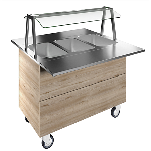 Electrolux Professional F02H3AW02S BAIN-MARIE, WATER, THREE WELLS, 3GN+WHEELS H=900MM OVERSHELF W/LED LIGHTS (CODE 322004)
