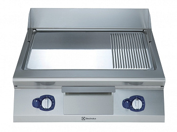 GAS FRYTOP CHR.SMOOTH+RIBB.SLOPED 800 MM (Code 391055)