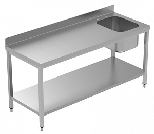 Electrolux Professional LSGTL1810D WORK TABLE R/H BOWL 1800MM+UPSTAND+SHELF (Code 134107)