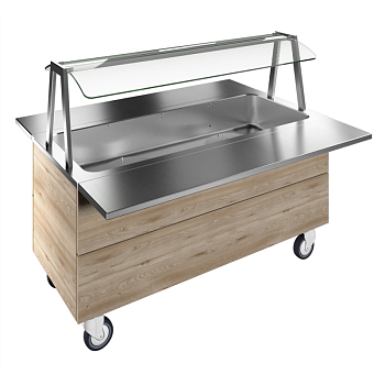 BAIN-MARIE, AIR VENTILATED,4GN+WHEELS H=750MM OVERSHELF W/LED LIGHTS (CODE 322056)