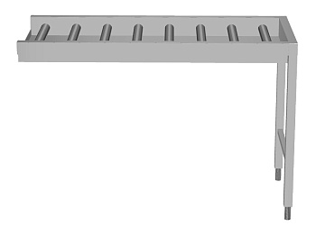 Handling System for Dishwasher Conveyor, long rollers with end plate (Code 863040)