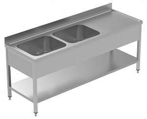 Electrolux Professional LSGLG2126D SINK UNIT 2 BOWLS+R/H DRAINER 2100+SHELF (Code 134118)