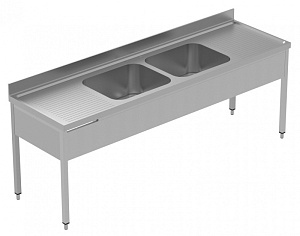 Electrolux Professional GLG2426E SINK UNIT 2 BOWLS + DRAINERS 2400 MM (134116)