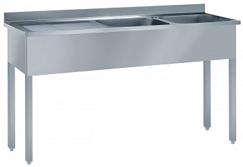 SINK UNIT 2 BOWLS & L/H DRAINER 1800MM (132516)