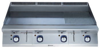 Electrolux Professional E9IIMDAOMIA Modulare Großküchengeräteserie 900XP Große elektrische Bratplatte mit 2/3 glatter und 1/3 gerippter kratzfester NitroChrome3 Kochplatte, horizontal, thermostatische Steuerung, inklusive Schaber - HP (Code 391405)