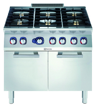 Electrolux Professional E7AANTBJMFI Modulare Großküchengeräteserie 700XP 6-Flammen-Gasherd auf großem Gasofen (Code 371404)