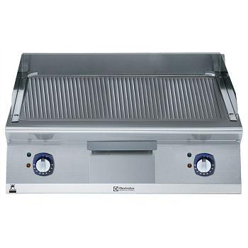 ELECTRIC  FRY TOP-RIBBED PLATE 800MM-BRUSHED CHROME (CODE 371344)