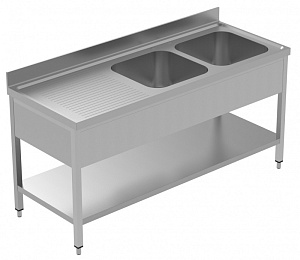 Electrolux Professional LSGLG1826S SINK UNIT 2 BOWLS+L/H DRAINER 1800+SHELF (Code 134117)