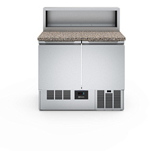 Electrolux Professional PTR259 Digitale Kühltische 2-türiger gekühlter Pizza-Zubereitungstisch mit Marmorplatte 250lt, +2+10°C, AISI 304, R290 (Code 725106)