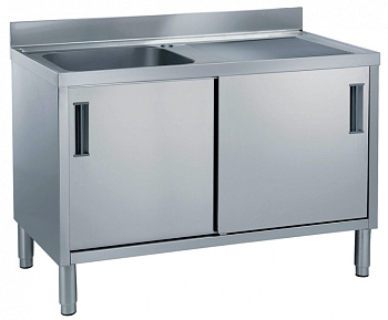 CUPBOARD SINK 1 BOWL+R/H DRAINER 1400MM (132705)