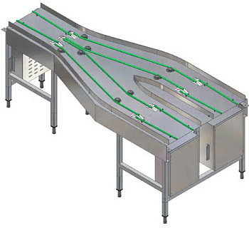 Handling System for Rack Type Merging Unit for Cord Conveyor (Y shaped) (Code 865134)