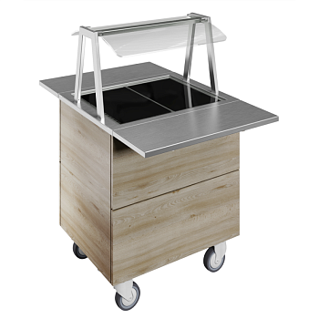 TEMPERED GLASS, 2GN+WHEELS H=900MM OVERSHELF W/LED LIGHTS (CODE 322009)
