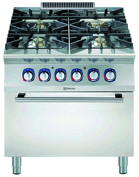 Electrolux Professional E9AAMCBCMEE Modulare Großküchengeräteserie 900XP Gasherd mit 4 Brennern (1x10 kW, 3x6 kW) und Elektroofen (6 kW) mit 3-mm-Arbeitsplatte (Code 391457)