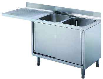 Premium Preparation 1800 mm Cupboard Sink for Dishwasher with 2 Bowls & Left Drainer (Code 132930)