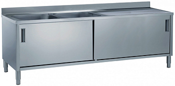 Standard Preparation 2000 mm Cupboard Sink with 2 Bowls & Right Drain (Code 133252)
