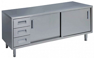 Electrolux Professional MTA2000SXPN Standard Preparation 2000 mm Table with 3 Left Drawers & Sliding Doors (Code 133264)