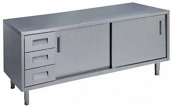 Standard Preparation 2000 mm Table with 3 Left Drawers & Sliding Doors (Code 133264)