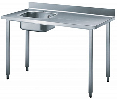 Electrolux Professional BTD12L7 WORK TABLE  WITH L/H BOWL+UPSTAND 1200MM (Code 132643)