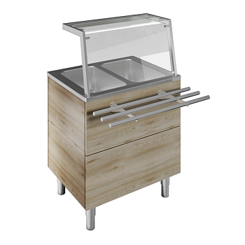BAIN-MARIE, WATER, TWO WELLS, 2GN H=900MM OVERSHELF W/LED LIGHTS (CODE 322078)