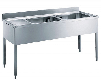 SINK UNIT 2 BOWLS & L/H DRAINER 1800 MM (132360)