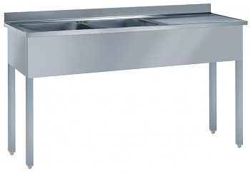 SINK UNIT 2 BOWLS & R/H DRAINER 1800MM (132463)