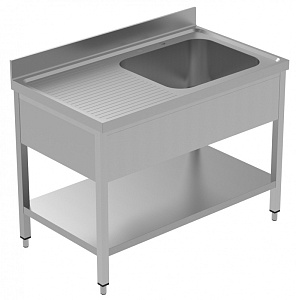 Electrolux Professional LSGLG1216S SINK UNIT 1 BOWL+ L/H DRAINER 1200+SHELF (Code 134111)
