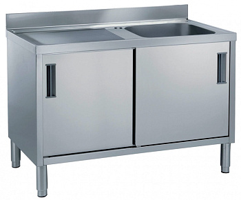 CUPBOARD SINK 1 BOWL+L/H DRAINER 1400MM (132715)