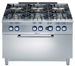Electrolux Professional E9GCGLTCL0 6-BURNER GAS RANGE+LARGE GAS OVEN 1200MM (Code 391255)