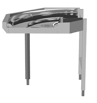 Handling System for Rack Type Unloading Dishwashing Driven 90° Curve - Clockwise direction (Code 865245)