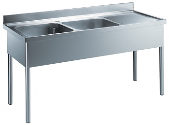 SINK UNIT 2 BOWLS + R/H DRAINER 1800 MM (133571)