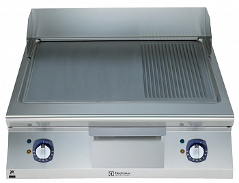 Modular Cooking Range Line 900XP 800mm Electric Fry Top, Smooth and Ribbed Brushed Chrome Plate (Code 391359)