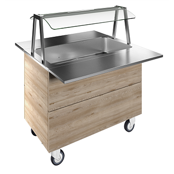 BAIN-MARIE, AIR VENTILATED, 3GN+WHEELS H=900MM OVERSHELF W/LED LIGHTS (CODE 322007)