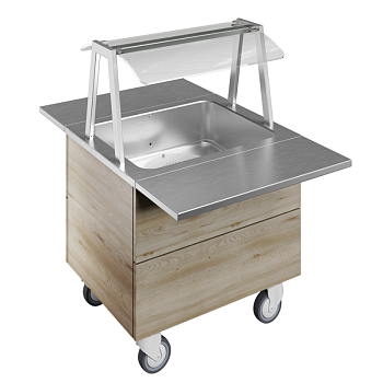 BAIN-MARIE, AIR VENTILATED, 2GN+WHEELS H=750MM OVERSHELF W/LED LIGHTS (CODE 322054)