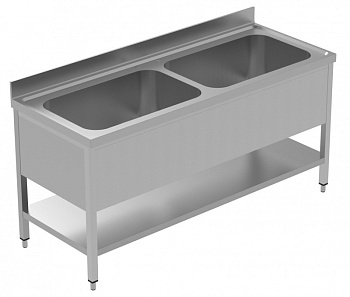 Electrolux Professional LSGVLP1802 SOAKING SINK UNIT 2 BOWLS 1800 MM+SHELF (Code 134123)