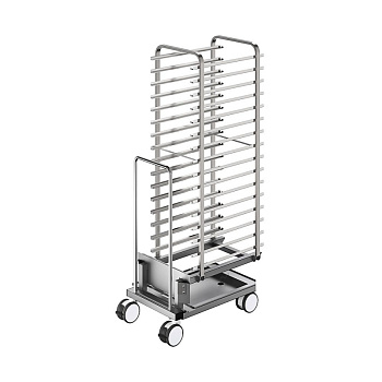Bakery/pastry trolley with rack holding 600x400mm grids for 20 GN 1/1 oven and blast chiller freezer, 80mm pitch (16 runners) (Code 922761)