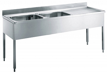 SINK UNIT 2 BOWLS & R/H DRAINER 2100 MM (132361)