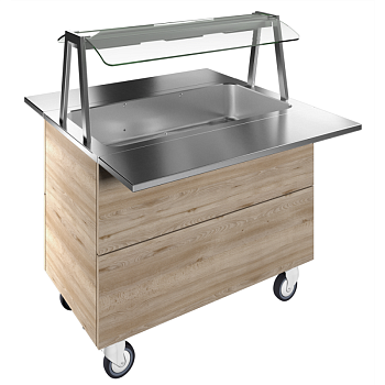 BAIN-MARIE, AIR VENTILATED, 3GN+WHEELS H=900MM OVERSHELF WITH HOT LIGHTS (CODE 322025)