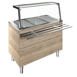 Electrolux Professional F02H3AF01W BAIN-MARIE, WATER, THREE WELLS, 3GN H=900MM OVERSHELF W/LED LIGHTS (CODE 322079)