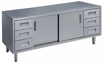 Standard Preparation 2000 mm Table with 3 + 3 Drawers & Sliding Doors (Code 133265)