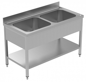 Electrolux Professional LSGLG1426E SINK UNIT 2 BOWLS 1400 MM + SHELF (Code 134115)