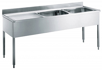 SINK UNIT 2 BOWLS & L/H DRAINER 2100 MM (132364)
