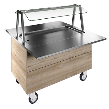 REFRIGERATED S/S SURFACE, 3GN+WHEELS H=750MM OVERSHELF W/LED LIGHTS (CODE 322067)