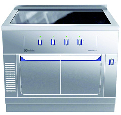 Electrolux Professional MBJDGBJ4AO Modulare Großküchengeräteserie thermaline 85 - Vollflächen-Induktionskochfeld auf Warmhalteschrank, 4 Zonen, einseitig bedienbar mit Aufkantung - H2 (Code 588446)