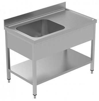 Electrolux Professional LSGLG1216D SINK UNIT 1 BOWL+ R/H DRAINER 1200+SHELF (Code 134110)