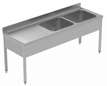 SINK UNIT 2 BOWLS + L/H DRAINER 2100 MM (134072)