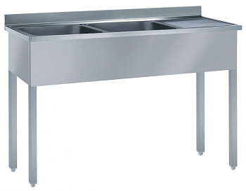 SINK UNIT 2 BOWLS & R/H DRAINER 1600MM (133041)