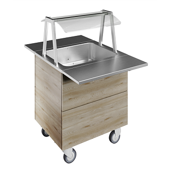 BAIN-MARIE AIR VENTILATED, 2GN+WHEELS H=900MM OVERSHELF W/LED LIGHTS (CODE 322006)